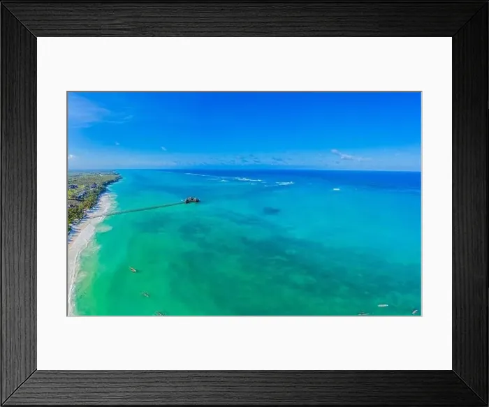 Framed Print : Aerial view of palms on the sandy beach of Indian Ocean at sunny day Framed Print : Aerial view of palms on the sandy beach of Indian Ocean at sunny day