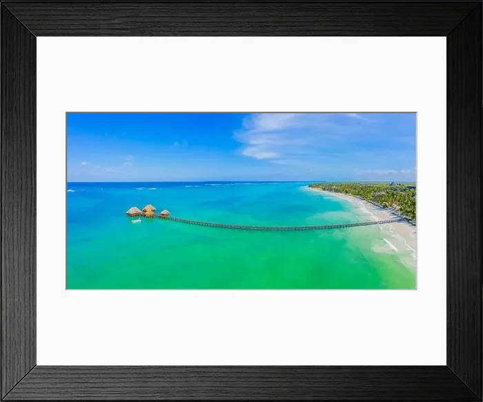 Framed Print : Aerial view of palms on the sandy beach of Indian Ocean at sunny day Framed Print : Aerial view of palms on the sandy beach of Indian Ocean at sunny day