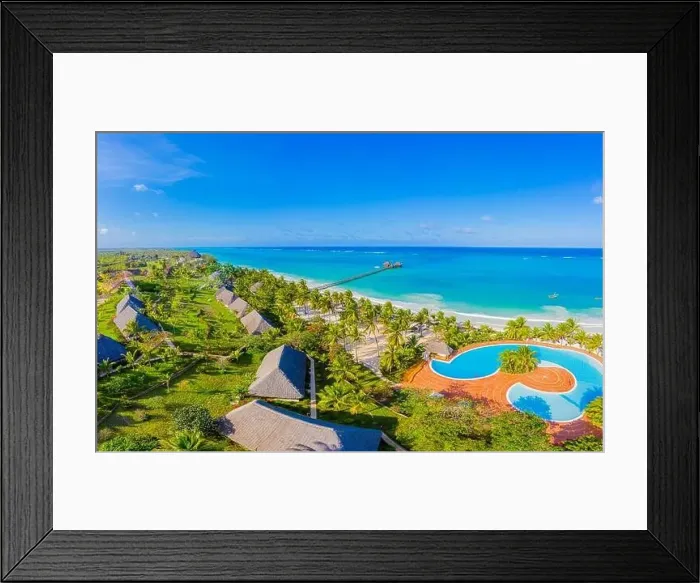 Framed Print : Aerial view of palms on the sandy beach of Indian Ocean at sunny day Framed Print : Aerial view of palms on the sandy beach of Indian Ocean at sunny day