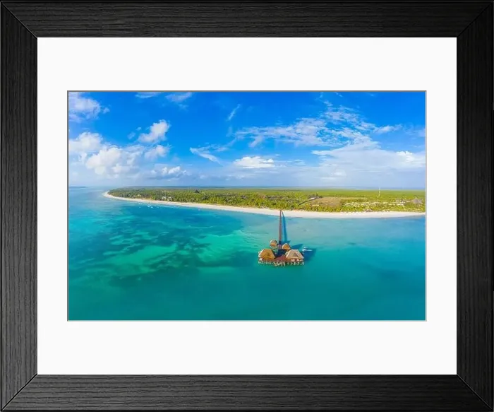 Framed Print : Aerial view of palms on the sandy beach of Indian Ocean at sunny day Framed Print : Aerial view of palms on the sandy beach of Indian Ocean at sunny day