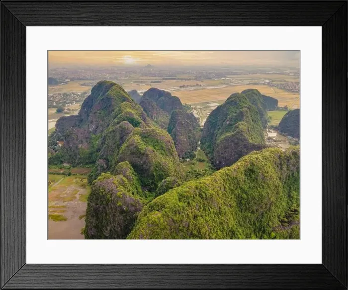 Framed Print : the majestic scenery on Ngo Dong river in Tam Coc Bich Dong view from drone in Ninh Binh province of Viet Nam Framed Print : the majestic scenery on Ngo Dong river in Tam Coc Bich Dong view from drone in Ninh Binh province of Viet Nam