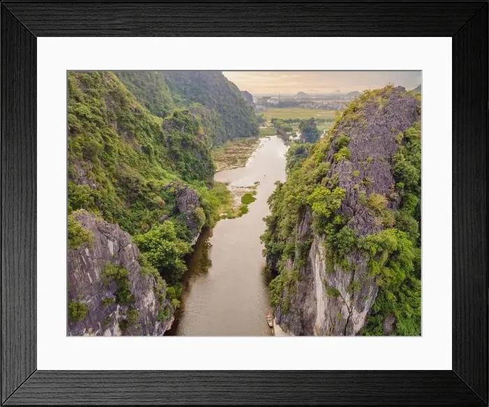 Framed Print : the majestic scenery on Ngo Dong river in Tam Coc Bich Dong view from drone in Ninh Binh province of Viet Nam Framed Print : the majestic scenery on Ngo Dong river in Tam Coc Bich Dong view from drone in Ninh Binh province of Viet Nam
