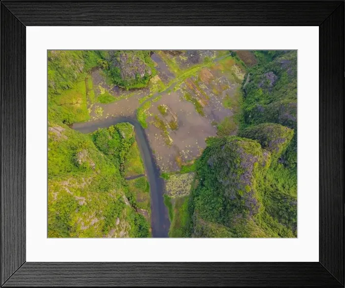 Framed Print : the majestic scenery on Ngo Dong river in Tam Coc Bich Dong view from drone in Ninh Binh province of Viet Nam Framed Print : the majestic scenery on Ngo Dong river in Tam Coc Bich Dong view from drone in Ninh Binh province of Viet Nam