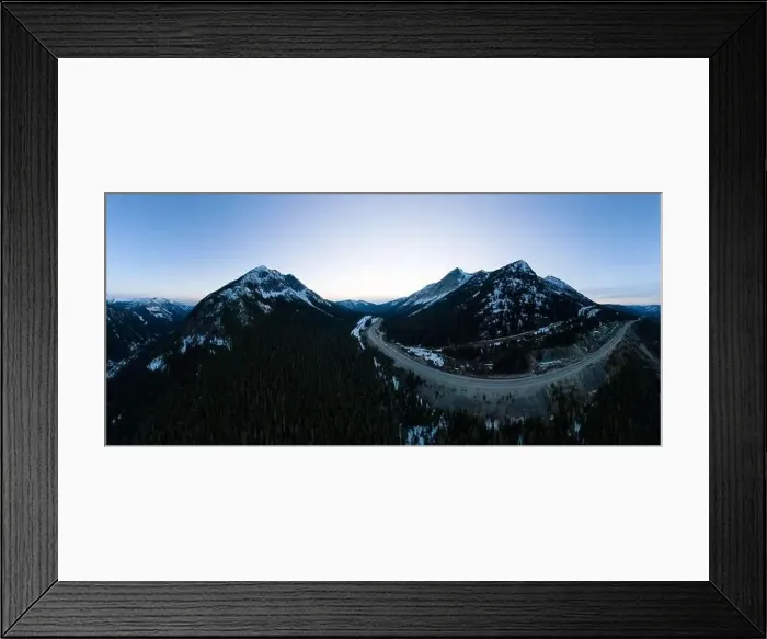 Framed Print : Aerial Panoramic View of a scenic Highway passing in the Canadian Landscape Framed Print : Aerial Panoramic View of a scenic Highway passing in the Canadian Landscape