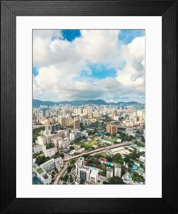 Framed Print : Epic aerial top view of Tsim Sha Tsui, commercial and shopping center of Hong Kong, daytime Framed Print : Epic aerial top view of Tsim Sha Tsui, commercial and shopping center of Hong Kong, daytime