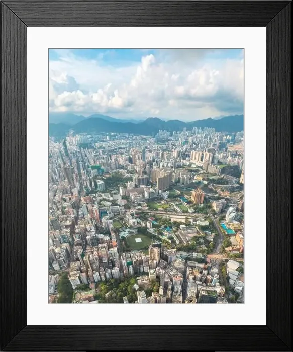 Framed Print : Epic aerial top view of Tsim Sha Tsui, commercial and shopping center of Hong Kong, daytime Framed Print : Epic aerial top view of Tsim Sha Tsui, commercial and shopping center of Hong Kong, daytime