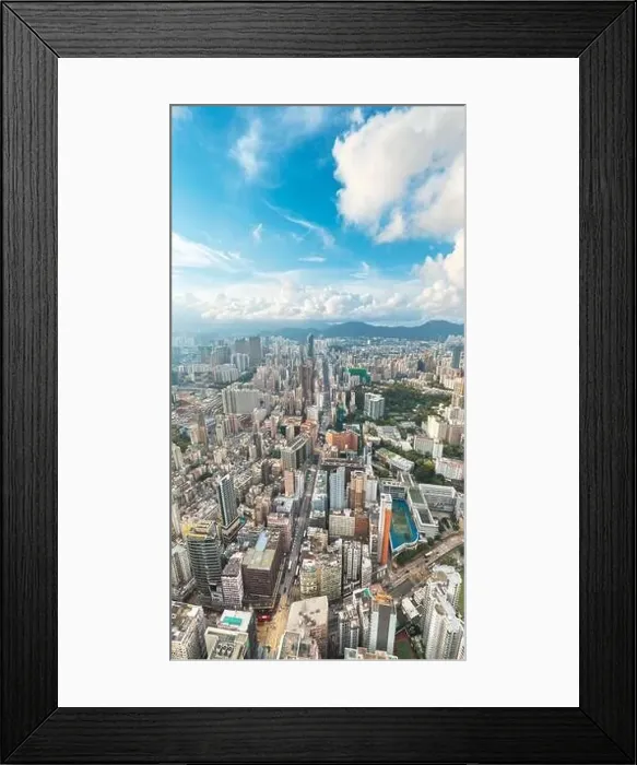 Framed Print : Epic aerial top view of Tsim Sha Tsui, commercial and shopping center of Hong Kong, daytime Framed Print : Epic aerial top view of Tsim Sha Tsui, commercial and shopping center of Hong Kong, daytime