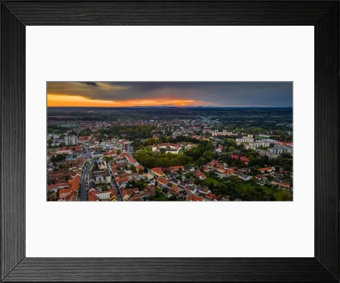 Framed Print : Sarvar, Hungary - Aerial panoramic view of the Castle of Sarvar (Nadasdy castle) with Sarvar Arboretum Framed Print : Sarvar, Hungary - Aerial panoramic view of the Castle of Sarvar (Nadasdy castle) with Sarvar Arboretum