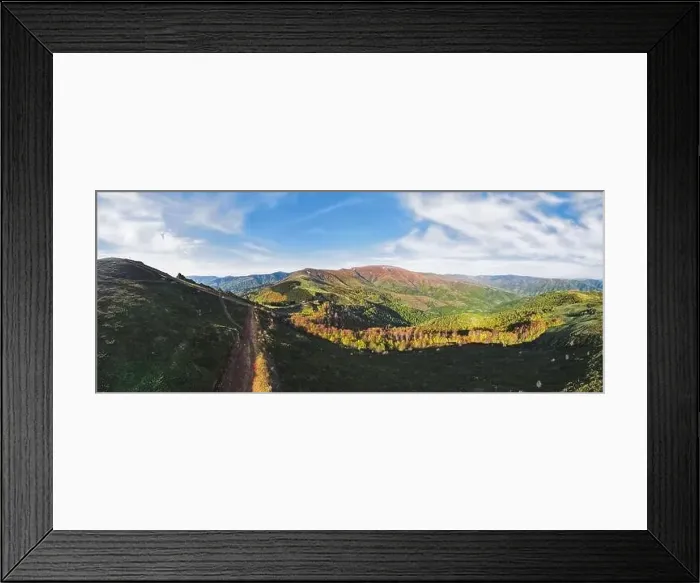 Framed Print : Panoramic view of Midzor mountain peak during sunset