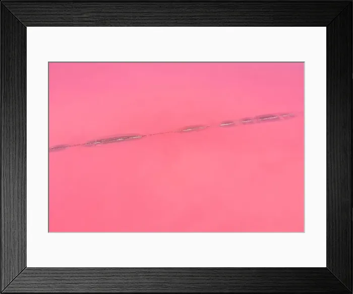 Framed Print : Aerial view of wooden structures for collecting salt on a pink lake, Genichesk Framed Print : Aerial view of wooden structures for collecting salt on a pink lake, Genichesk