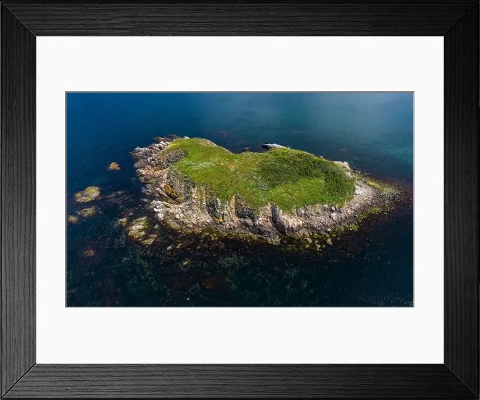 Framed Print : Aerial view to a island in sea. Saint Thomas island in Black Sea, Bulgaria
