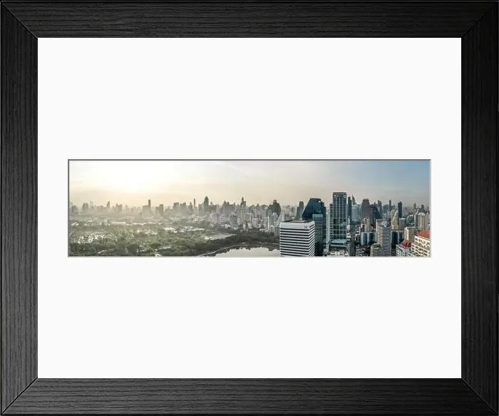 Framed Print : Aerial view of Bangkok Asoke, Khlong Toey during covid lockdown, Thailand