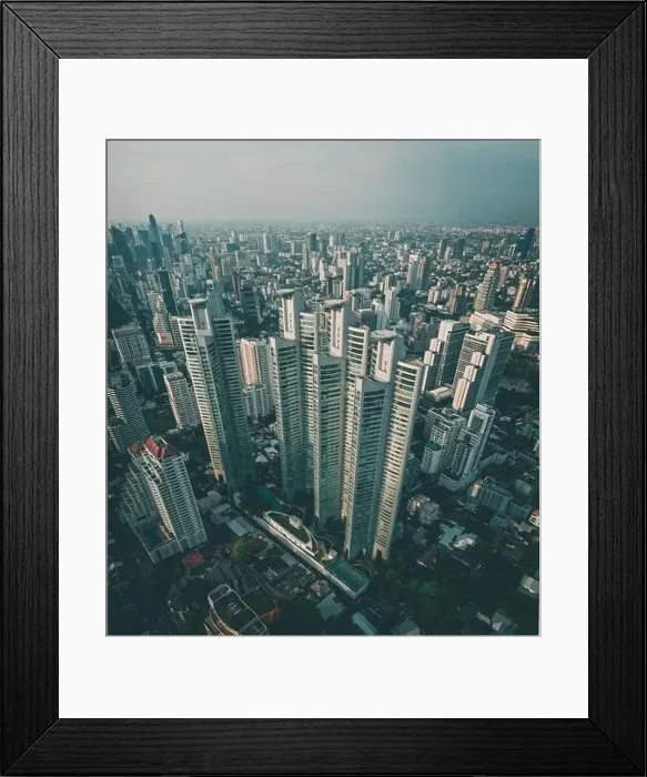 Framed Print : Aerial view of Bangkok Asoke, Khlong Toey during covid lockdown, Thailand Framed Print : Aerial view of Bangkok Asoke, Khlong Toey during covid lockdown, Thailand