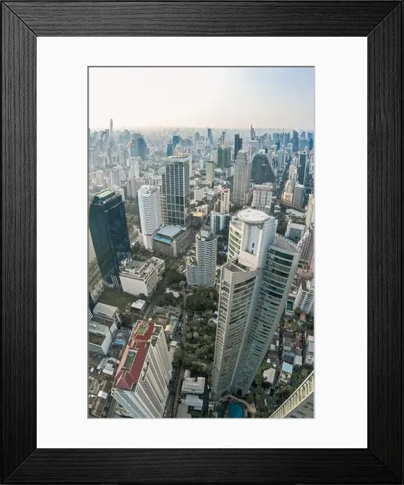 Framed Print : Aerial view of Bangkok Asoke, Khlong Toey during covid lockdown, Thailand Framed Print : Aerial view of Bangkok Asoke, Khlong Toey during covid lockdown, Thailand