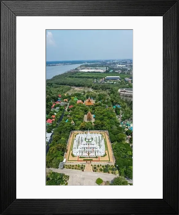 Framed Print : Aerial view of Wat Asokaram, temple in south Bangkok, Thailand Framed Print : Aerial view of Wat Asokaram, temple in south Bangkok, Thailand