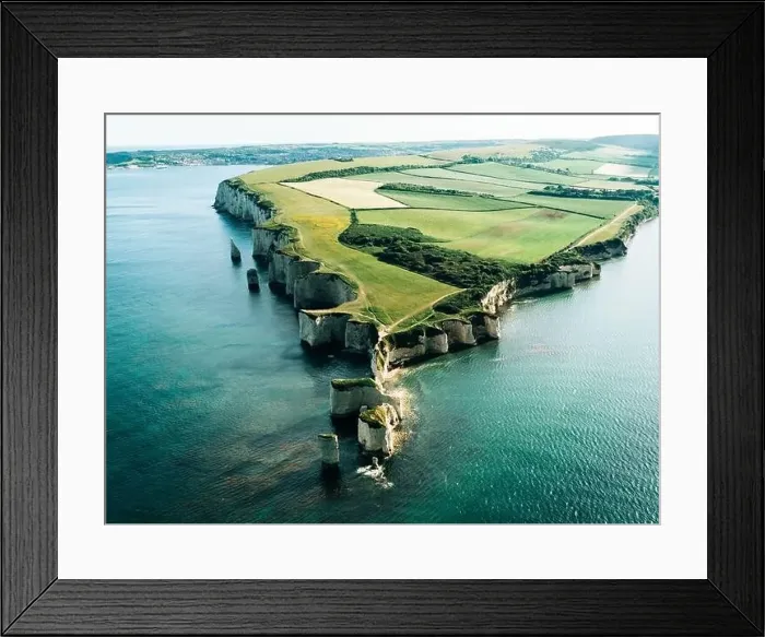 Framed Print : An aerial view of Old Harry's Rocks in Dorset, UK - stock photo Framed Print : An aerial view of Old Harry's Rocks in Dorset, UK - stock photo