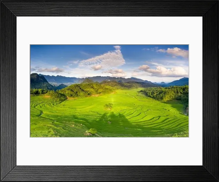 Framed Print : Panoramic view of beautiful green terraces of Pu Luong commune, Thanh Hoa province, Vietnam Framed Print : Panoramic view of beautiful green terraces of Pu Luong commune, Thanh Hoa province, Vietnam