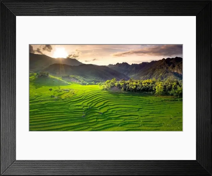 Framed Print : Panoramic view of beautiful green terraces of Pu Luong commune, Thanh Hoa province, Vietnam Framed Print : Panoramic view of beautiful green terraces of Pu Luong commune, Thanh Hoa province, Vietnam