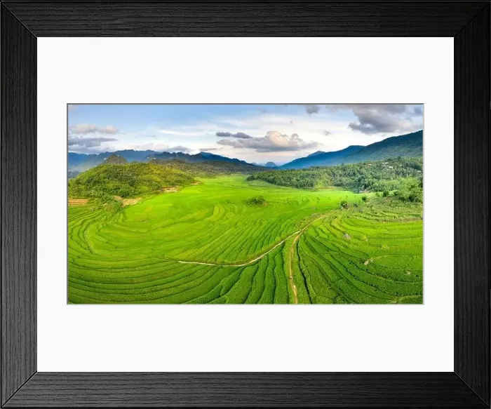 Framed Print : Panoramic view of beautiful green terraces of Pu Luong commune, Thanh Hoa province, Vietnam Framed Print : Panoramic view of beautiful green terraces of Pu Luong commune, Thanh Hoa province, Vietnam