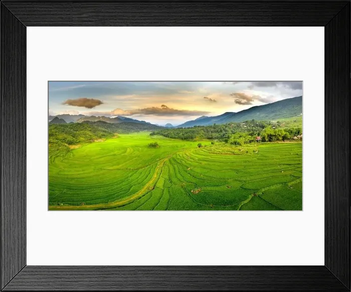 Framed Print : Panoramic view of beautiful green terraces of Pu Luong commune, Thanh Hoa province, Vietnam Framed Print : Panoramic view of beautiful green terraces of Pu Luong commune, Thanh Hoa province, Vietnam
