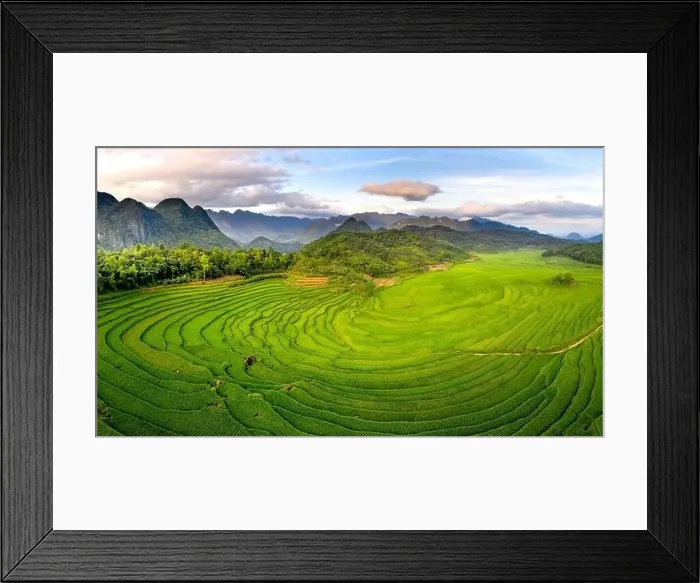 Framed Print : Panoramic view of beautiful green terraces of Pu Luong commune, Thanh Hoa province, Vietnam Framed Print : Panoramic view of beautiful green terraces of Pu Luong commune, Thanh Hoa province, Vietnam
