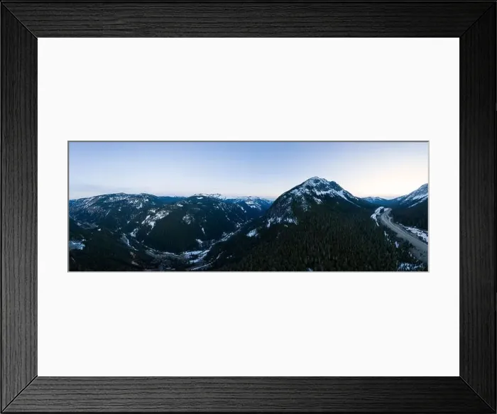 Framed Print : Aerial Panoramic View of a scenic Highway passing in the Canadian Landscape Framed Print : Aerial Panoramic View of a scenic Highway passing in the Canadian Landscape