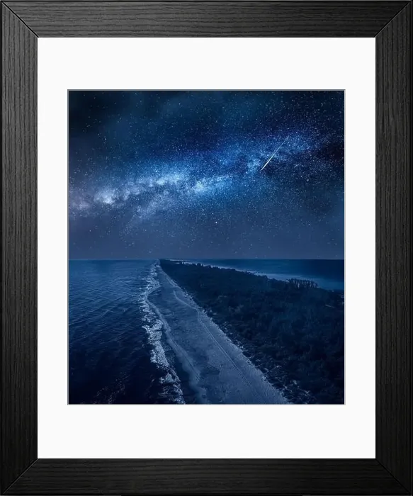 Framed Print : Milky way over peninsula Hel. Night at Baltic Sea in Poland, Europe Framed Print : Milky way over peninsula Hel. Night at Baltic Sea in Poland, Europe