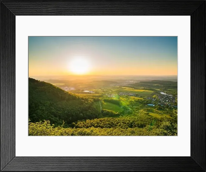 Framed Print : Germany, Sunset atmosphere over endless mountains and green landscape of swabian alb nature scenery Framed Print : Germany, Sunset atmosphere over endless mountains and green landscape of swabian alb nature scenery