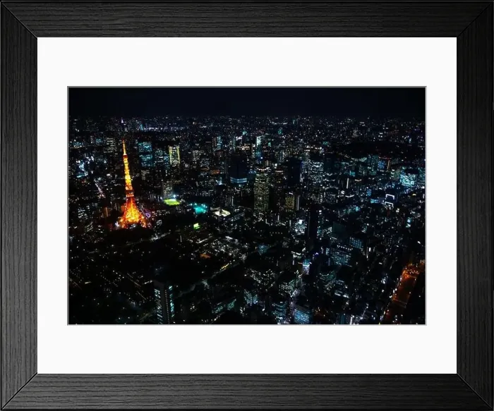 Framed Print : Aerial night illuminated city view in Tokyo Framed Print : Aerial night illuminated city view in Tokyo