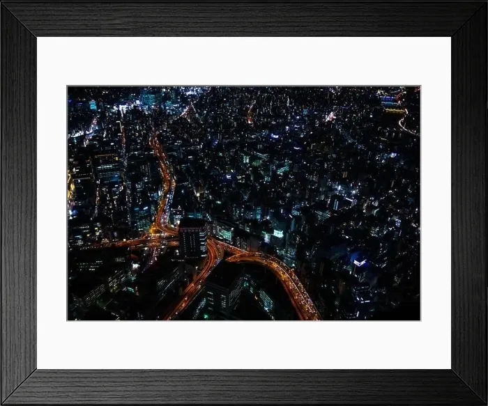 Framed Print : Aerial night illuminated city view in Tokyo Framed Print : Aerial night illuminated city view in Tokyo