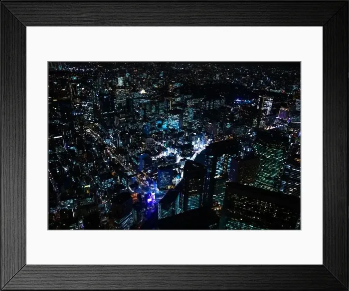 Framed Print : Aerial night illuminated city view in Tokyo Framed Print : Aerial night illuminated city view in Tokyo