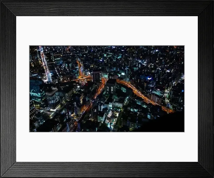 Framed Print : Aerial night illuminated city view in Tokyo Framed Print : Aerial night illuminated city view in Tokyo