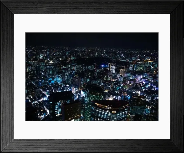 Framed Print : Aerial night illuminated city view in Tokyo Framed Print : Aerial night illuminated city view in Tokyo