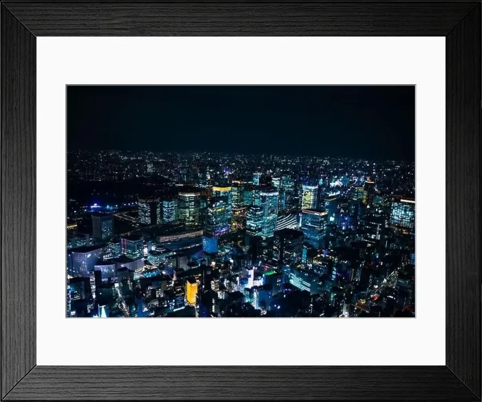 Framed Print : Aerial night illuminated city view in Tokyo Framed Print : Aerial night illuminated city view in Tokyo