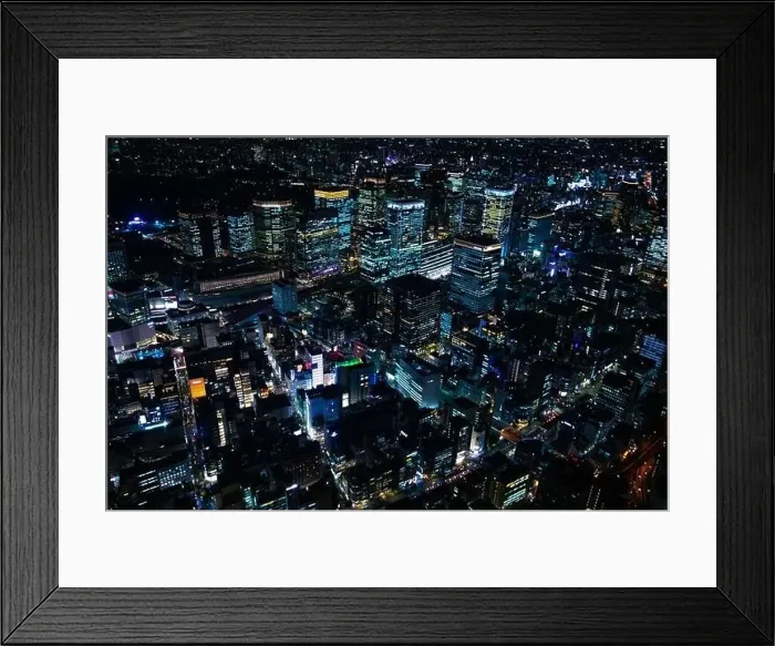 Framed Print : Aerial night illuminated city view in Tokyo Framed Print : Aerial night illuminated city view in Tokyo