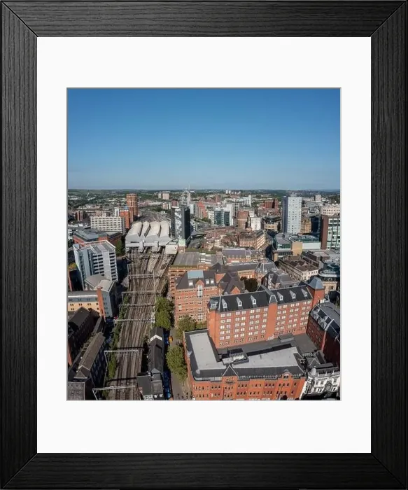 Framed Print : Bridgewater place and an Aerial view of Leeds City Centre from the south looking back to the train station and offices Framed Print : Bridgewater place and an Aerial view of Leeds City Centre from the south looking back to the train station and offices