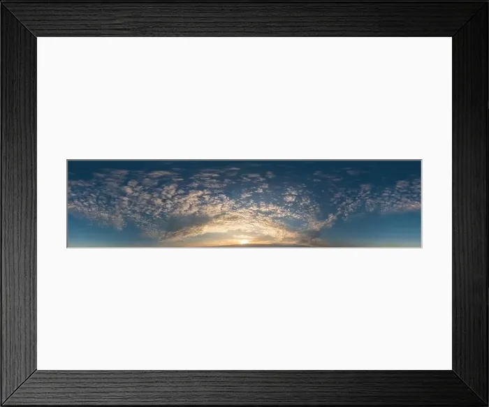Framed Print : Dark blue sunset sky pano with Cirrus clouds Framed Print : Dark blue sunset sky pano with Cirrus clouds