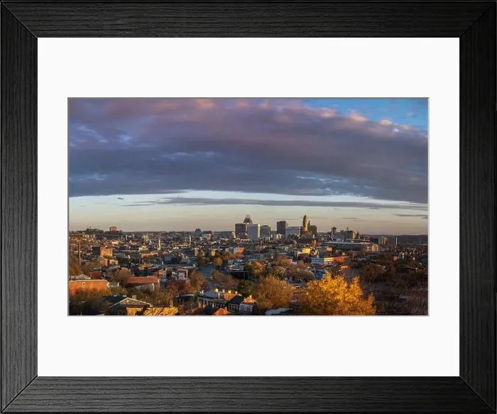 Framed Print : Cincinnati downtown aerial view, Ohio, USA skyline