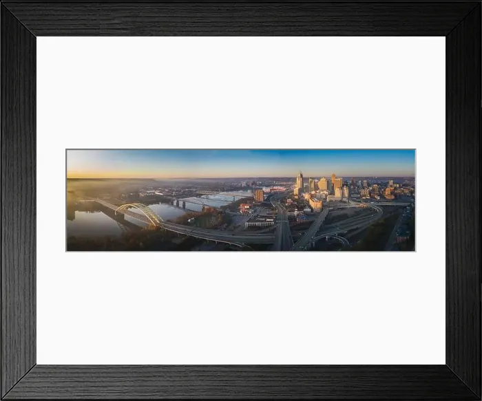 Framed Print : Cincinnati downtown aerial view, Ohio, USA skyline