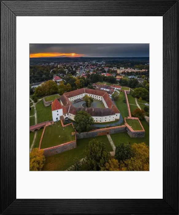 Framed Print : Sarvar, Hungary - Aerial panoramic view of the Castle of Sarvar (Nadasdy castle) Framed Print : Sarvar, Hungary - Aerial panoramic view of the Castle of Sarvar (Nadasdy castle)