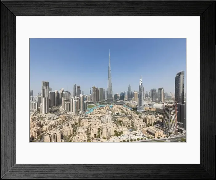 Framed Print : Downtown view of burj khalifa and fountain Framed Print : Downtown view of burj khalifa and fountain