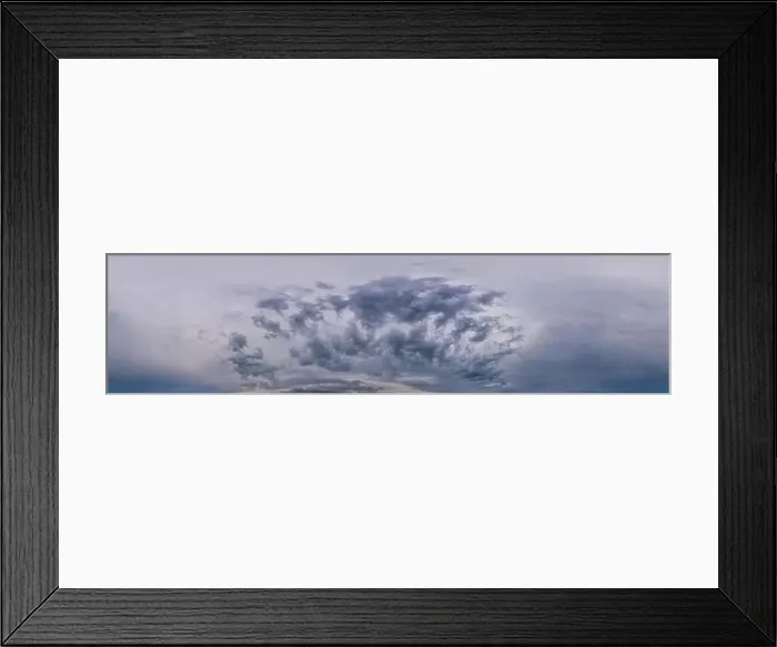 Framed Print : Sky panorama on overcast rainy day with Nimbostratus clouds in seamless spherical equirectangular format Framed Print : Sky panorama on overcast rainy day with Nimbostratus clouds in seamless spherical equirectangular format