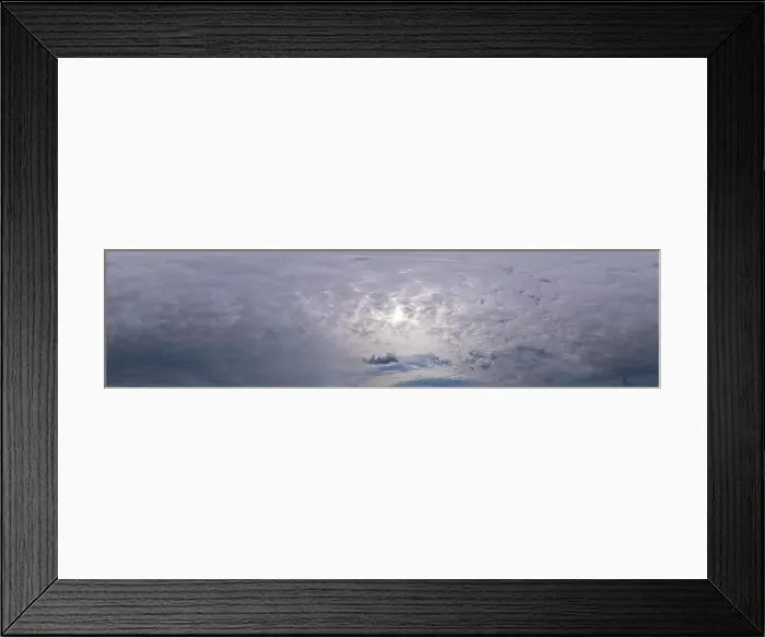 Framed Print : Sky panorama on overcast rainy day with Nimbostratus clouds in seamless spherical equirectangular format Framed Print : Sky panorama on overcast rainy day with Nimbostratus clouds in seamless spherical equirectangular format