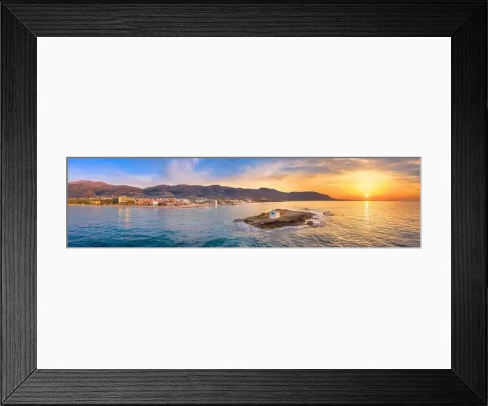 Framed Print : An old white church in a small island at sunset in Malia, Crete, Greece Framed Print : An old white church in a small island at sunset in Malia, Crete, Greece