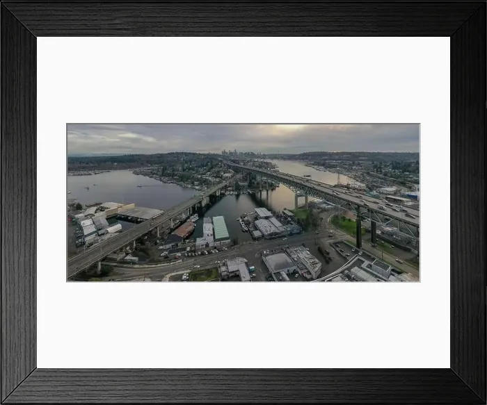 Framed Print : Drone Aerial footage of the Seattle Skyline Framed Print : Drone Aerial footage of the Seattle Skyline
