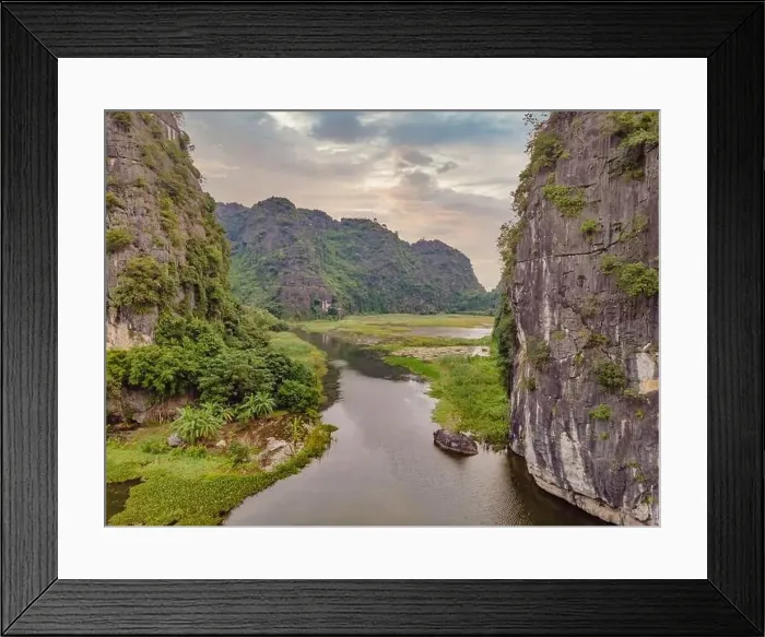 Framed Print : the majestic scenery on Ngo Dong river in Tam Coc Bich Dong view from drone in Ninh Binh province of Viet Nam Framed Print : the majestic scenery on Ngo Dong river in Tam Coc Bich Dong view from drone in Ninh Binh province of Viet Nam