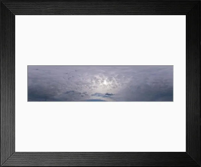 Framed Print : Sky panorama on overcast rainy day with Nimbostratus clouds in seamless spherical equirectangular format Framed Print : Sky panorama on overcast rainy day with Nimbostratus clouds in seamless spherical equirectangular format