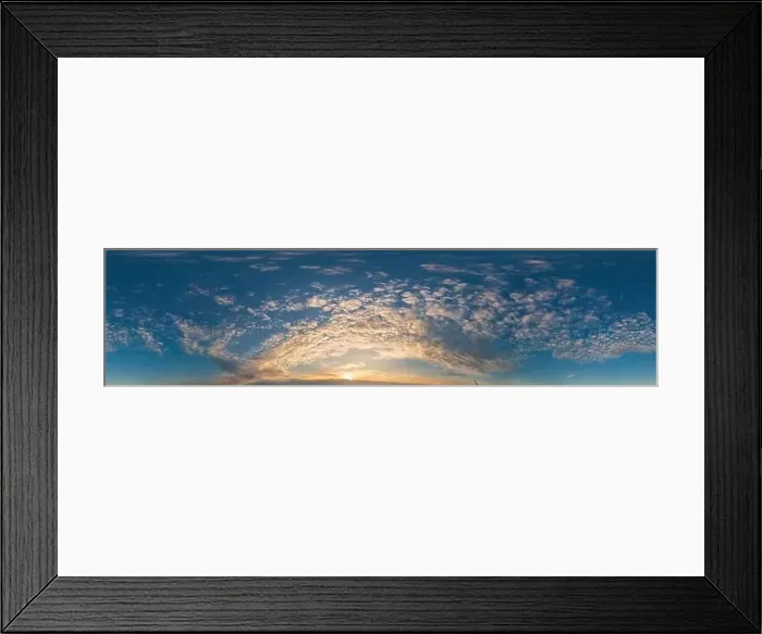 Framed Print : Dark blue sunset sky pano with Cirrus clouds Framed Print : Dark blue sunset sky pano with Cirrus clouds