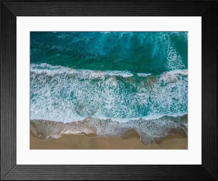 Framed Print : Aerial top view by drone of tropical Falasarna beach on Crete, Greece Framed Print : Aerial top view by drone of tropical Falasarna beach on Crete, Greece