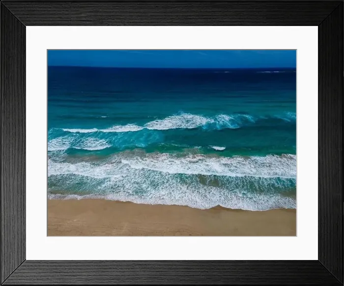 Framed Print : Aerial top view by drone of tropical Falasarna beach on Crete, Greece